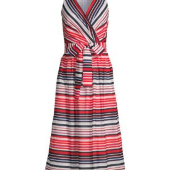 Tommy Hilfiger Size 8 Flattering Sleeveless Summer Stripe Knot Dress - Picture 1 of 14